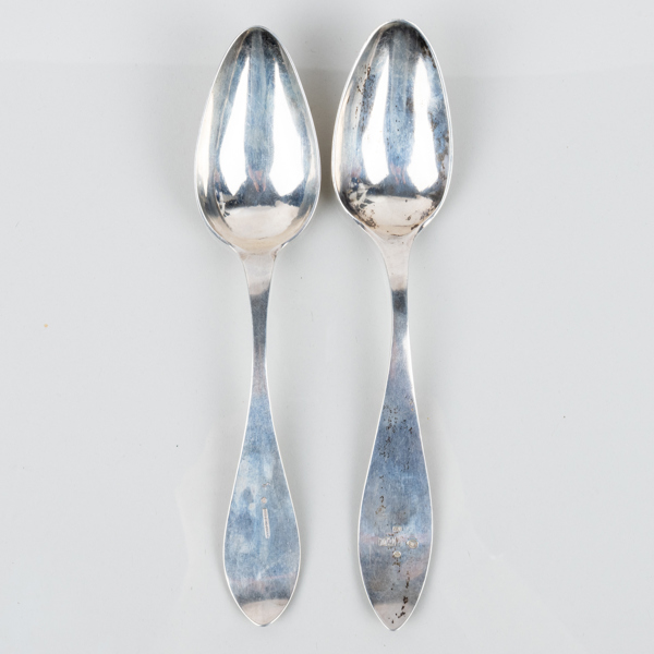 SKEDAR, 2 st, silver, bla Johannes Lagerdahl, Eksjö, omkring år 1800