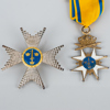 SVÄRDSORDEN, medalj och kraschan, metall, bla Sporrong
