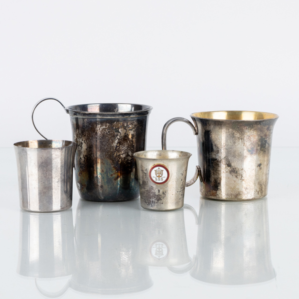 MUGGAR, 2 st samt BÄGARE, 2 st, silver, bla GAB, Stockholm, 1900-talets andra hälft