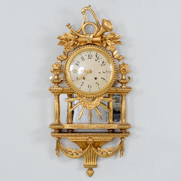 VÄGGPENDYL, förgylld och bronserad, gustaviansk stil, 1900-talets första hälft