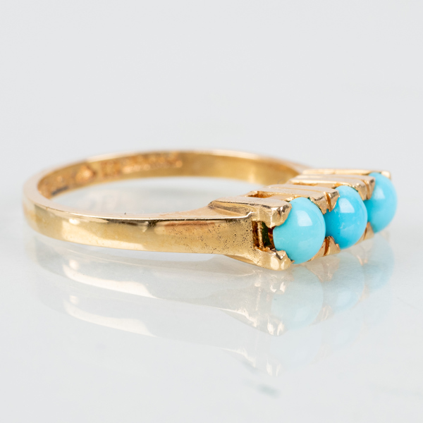 RING, 18k guld, med turkosa stenar