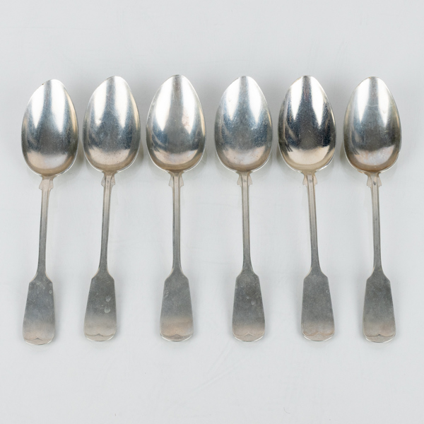 MATSKEDAR, 6 st, vitmetall, 1900-tal