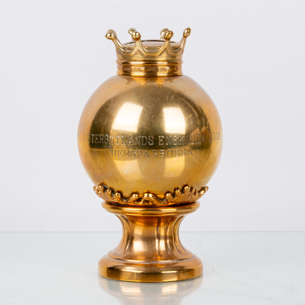 SPARBÖSSA, mässing, Östgöta Enskilda Bank, 1900-talets andra hälft 