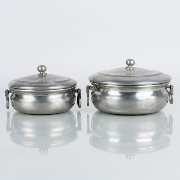 GRÖTSKÅLAR, 2 st, tenn, Scandia Tenn, Karlshamn 1981