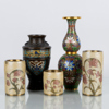 VASER, 5 st, bla cloisonné, orientaliska, 1900-tal