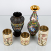 VASER, 5 st, bla cloisonné, orientaliska, 1900-tal