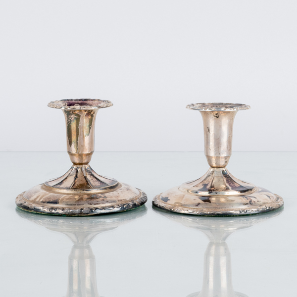 LJUSSTAKAR, 1 par, silver, 1900-talets mitt