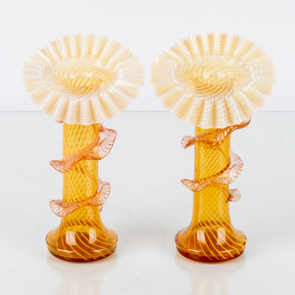 VASER, 1 par, glas, möjligen Murano, Italien, 1900-tal