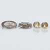 BROSCHER, 2 st SAMT MANSCHETTKNAPPAR, 1 par, silver, bla K&EC och GAB, 1900-tal