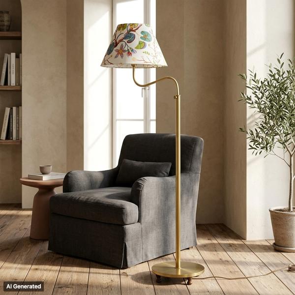 JOSEF FRANK, golvlampa, mässing, "Lilla Kamelen", modell G2568, Firma Svenskt Tenn
