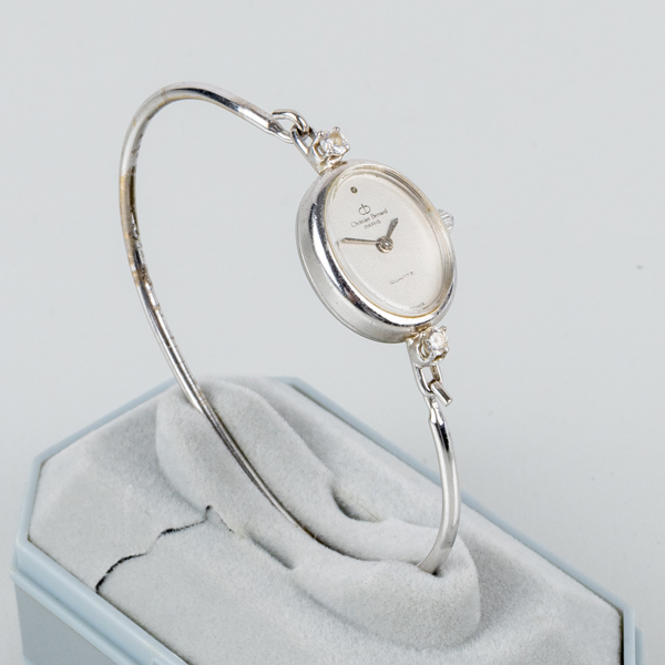 CHRISTIAN BERNARD, damarmbandsur, stål, med vita stenar, Paris, Frankrike