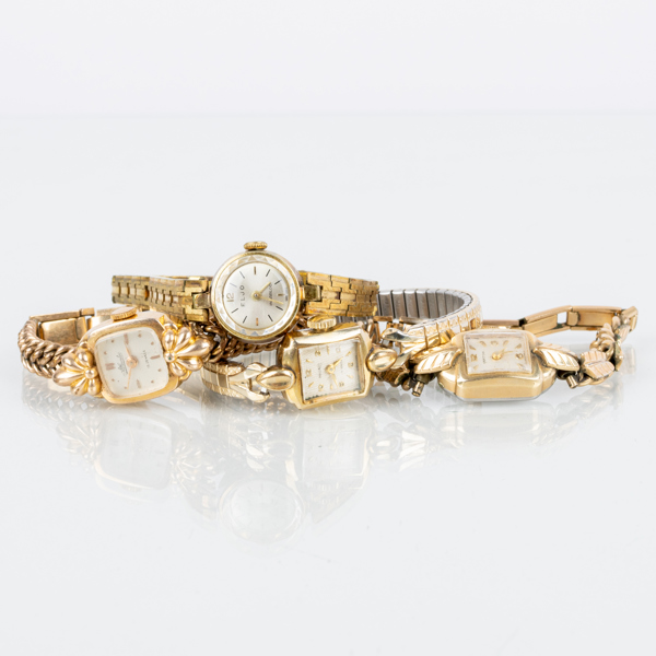 ARMBANDSUR, 4 st, gulddoublé, Atlantic, Eljo, Certina och Pronto