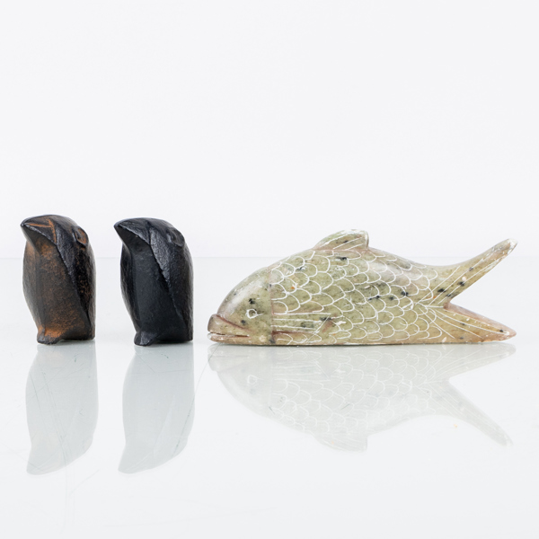 SKÅL OCH FIGURER, 3 del, metall och sten, orientaliska, 1900-tal