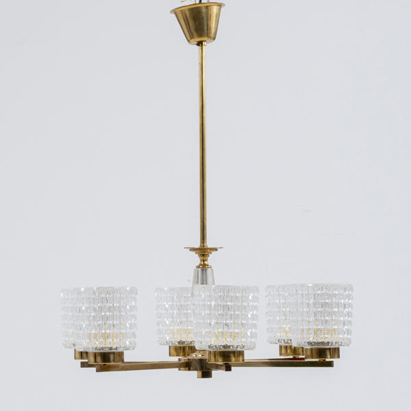 TAKKLAMPA, mässing och glas, 1900-talets andra hälft