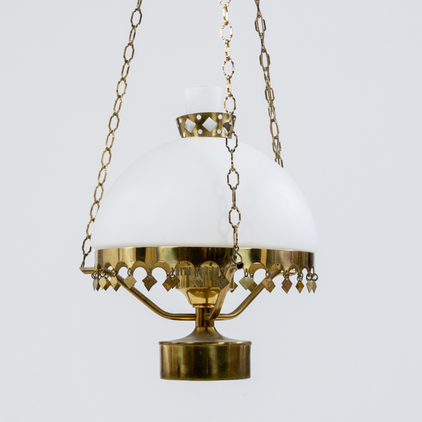 TAKLAMPA, mässing och glas, 1900-talets första hälft