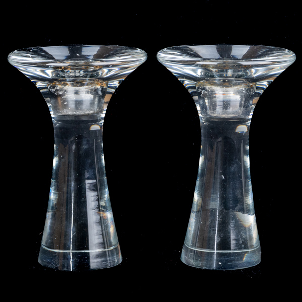 TAPIO WIRKKALA, 1 par ljusstakar, glas, Iittala, Finland -54