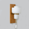 VÄGGLAMPA, ek, mässing och glas, 1900-talets mitt
