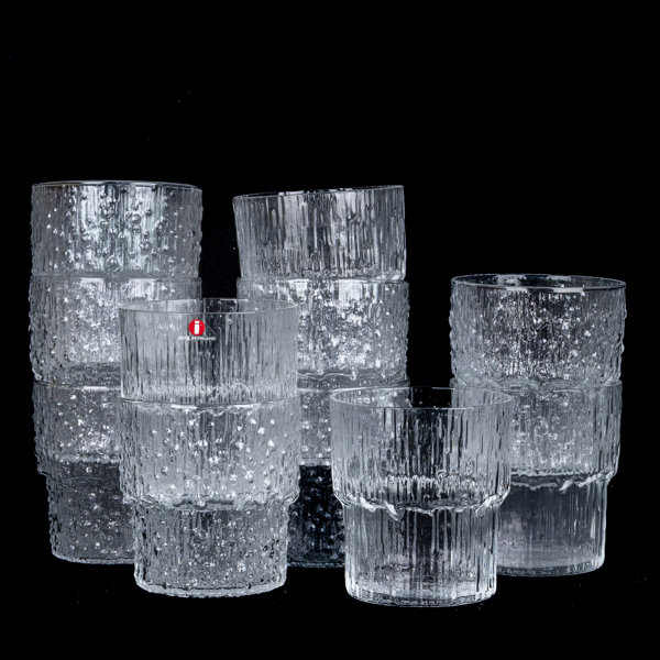 TIMO SAPANEVA & TAPIO WIRKKALA, 11 st, vattenglas, glas, 7 st "Kekkerit" samt 4 st "Paadar", Iittala, Finland
