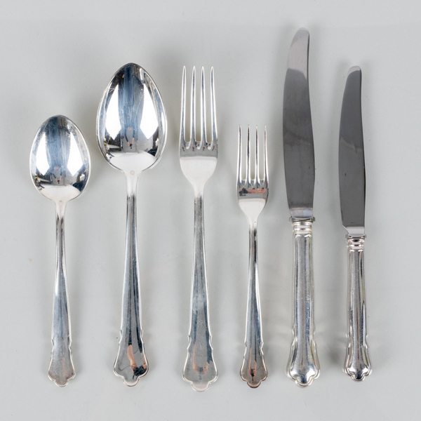BESTICKUPPSÄTTNING, 72 del, nysilver, för 12 pers, "Chippendale", 1900-talets andra hälft