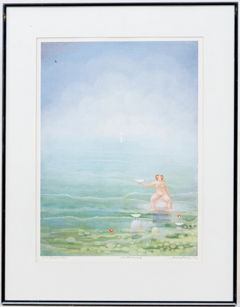 MARION BELIN (1933-2022), handkolorerad litografi, signerad och daterad -92