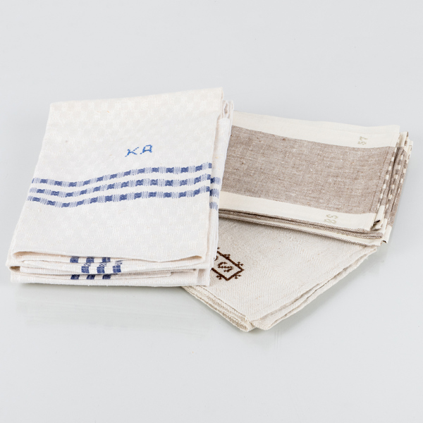 HANDDUKAR, 9 st, linne, 1900-talets mitt