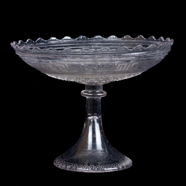 SKÅL PÅ FOT, pressglas, 1800-talets andra hälft