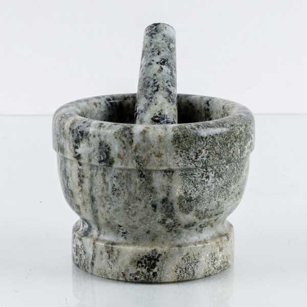 MINIATYRMORTEL MED STÖT, kolmårdsmarmor, 1900-talets andra hälft 