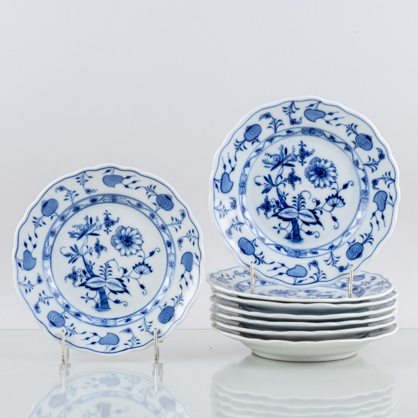 ASSIETTER, 8 st, porslin, lökmönstret, Meissen, Tyskland, 1900-talets andra hälft