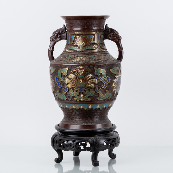VAS, brons, Japan, med cloisonné, 1800-/1900-tal