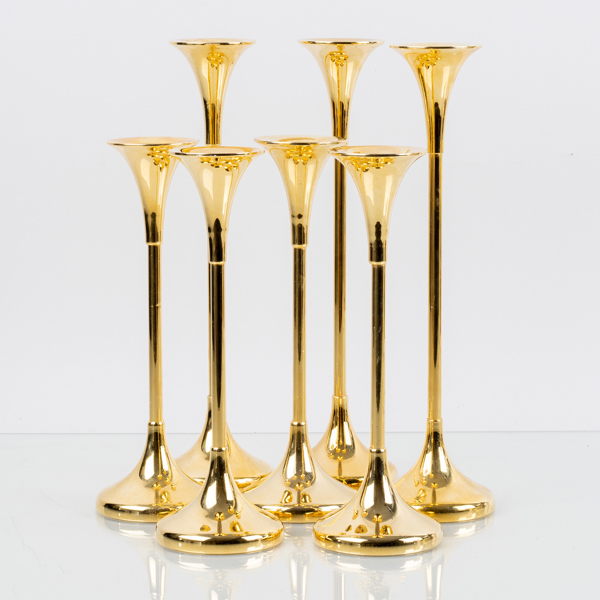 LJUSSTAKAR, 7 st, mässing, 1900-/2000-tal