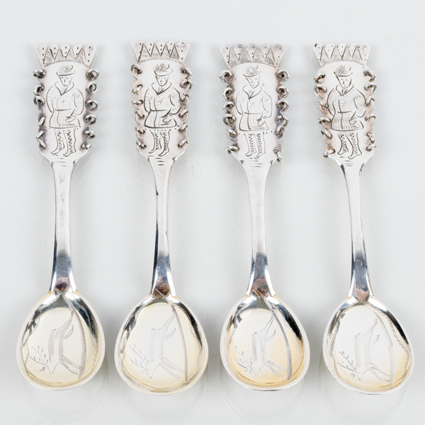 KAFFESKEDAR, 4 st, silver, COP, 1950-tal