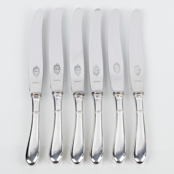 BORDSKNIVAR, 6 st, silver, GAB, Stockholm 1951