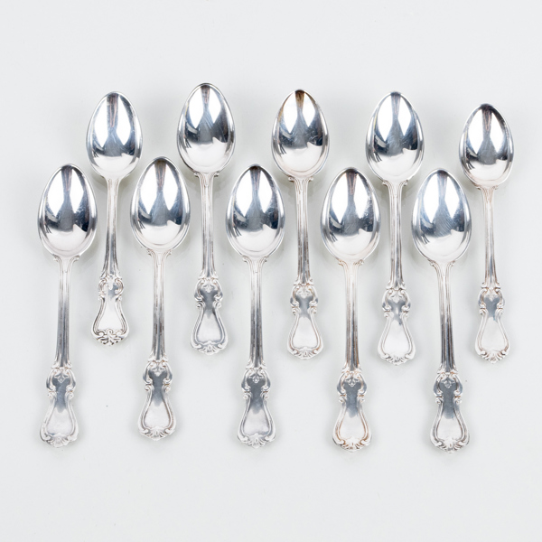 KAFFESKEDAR, 10 st, silver, modell Olga, GAB 1977