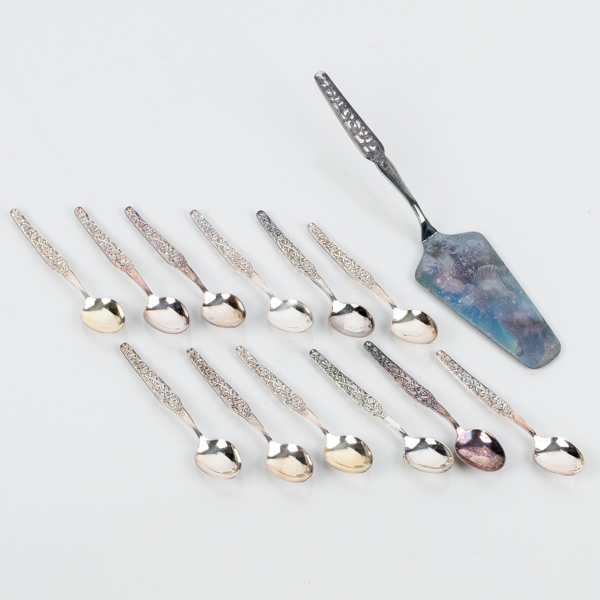 TÅRTSPADE OCH KAFFESKEDAR, 12 st, silver, GAB, 1978