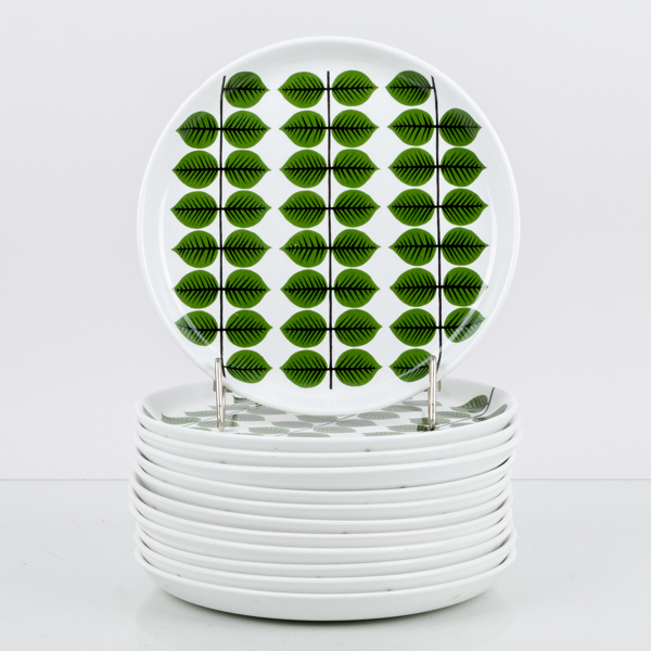 STIG LINDBERG, 12 st, assietter, porslin, "Berså", Gustavsberg