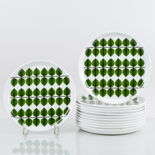 STIG LINDBERG, 12 st, tallrikar, porslin, "Berså", Gustavsberg