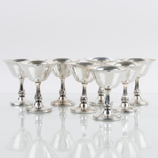 COCKTAILGLAS, 8 st, silver, MGAB, 1974