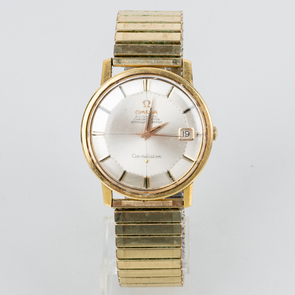 OMEGA CONSTELLATION, herrarmbandsur, 18k guld, "Pie-pan"