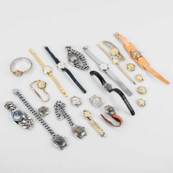 SAMLING ARMBANDSUR, ca 20 st, mestadels 1900-talets mitt