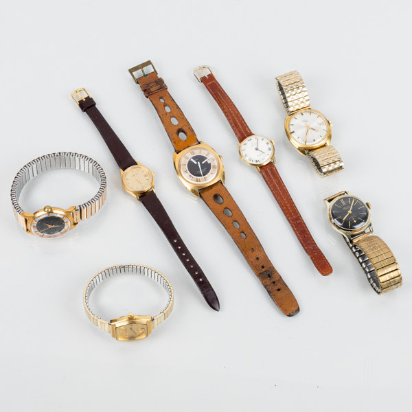 ARMBANDSUR, 7 st, bla Certina, Timex, Nilax, Alltime, 1900-talets mitt samt andra hälft