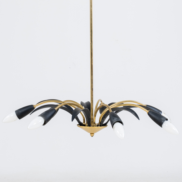 TAKLAMPA, mässing, 1950-tal