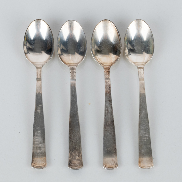 JACOB ÄNGMAN, 4 st kaffeskedar, silver, "Rosenholm", GAB, Stockholm, 1960-tal