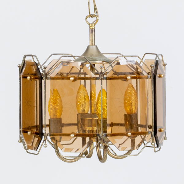 TAKLAMPA, mässing och glas, 1900-talets andra hälft