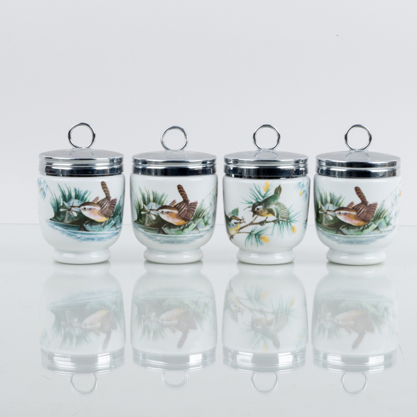 EGG CODDLER, 4 st, porslin, Royal Worcester, Engaland