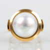 RING, 18k guld, med mabépärla, svenska stämplar 1972
