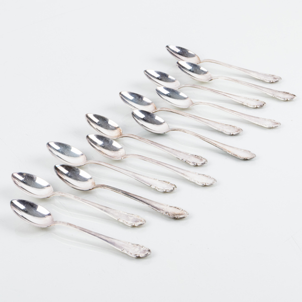 KAFFESKEDAR, 12 st, silver, "Haga", Skandia, 1900-talets mitt