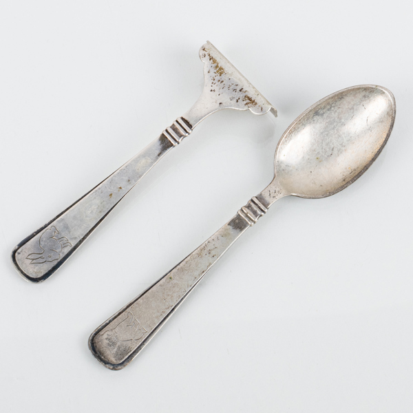 BARNBESTICK, 2 st, silver, 1900-tal