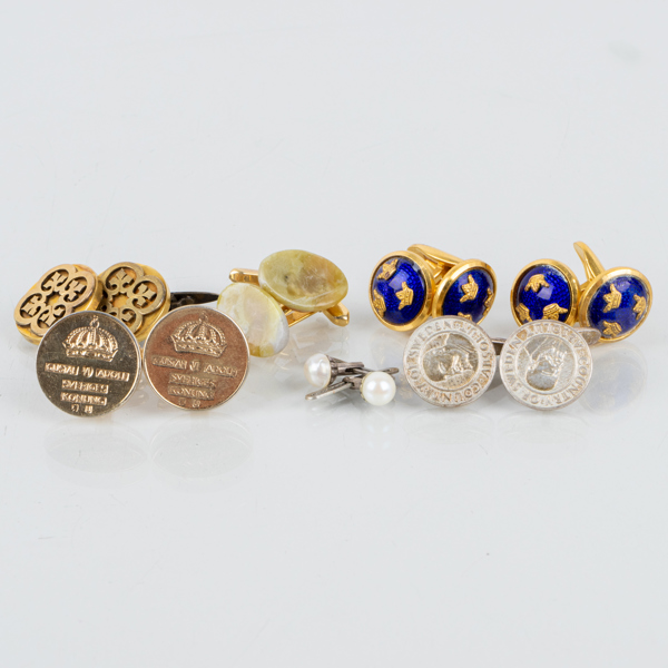 MANCHETTKNAPPAR, 13 par, bla silver, 1900-tal