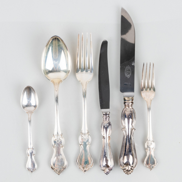 BESTICK, 53 del, silver, modell "Prins Albert", svenska stämplar bla CG Hallberg, Stockholm 1948