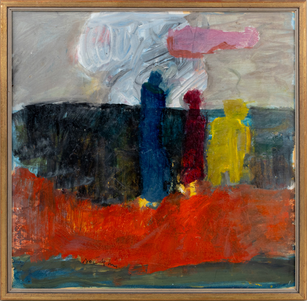 OIDENTIFIERAD KONSTNÄR, olja på papper, otydligt signerad